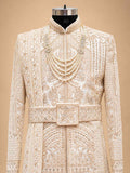 Ivory Embroidered Sherwani for Men | Designer Wedding & Groom Wear