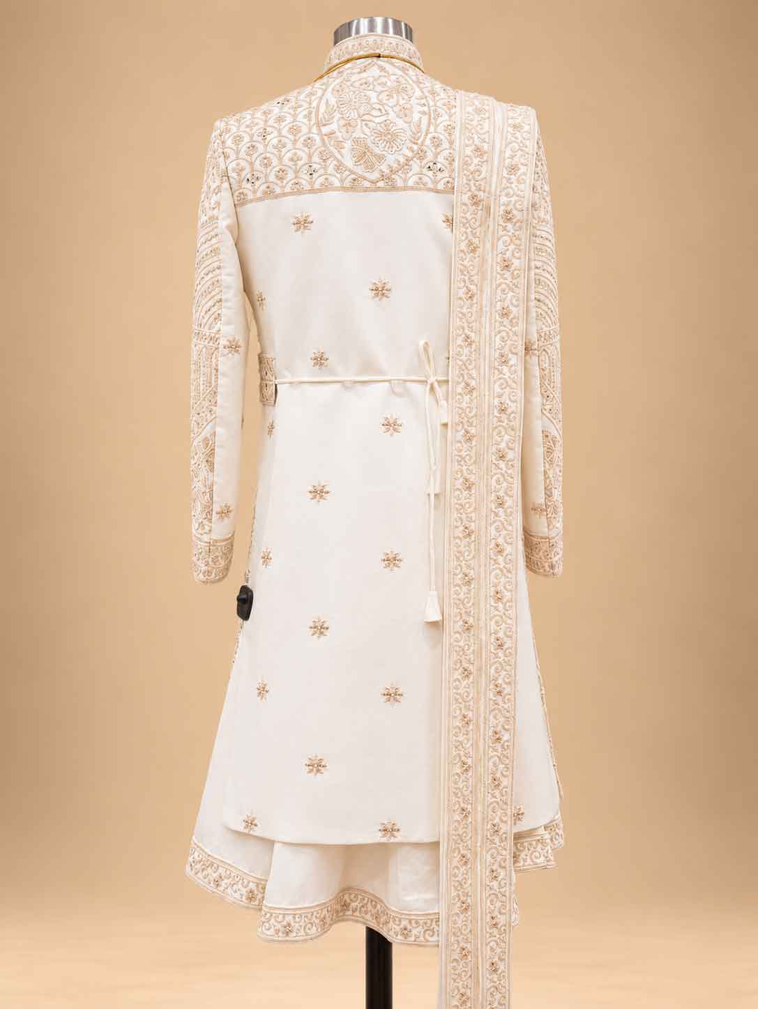 Ivory Embroidered Sherwani for Men | Designer Wedding & Groom Wear