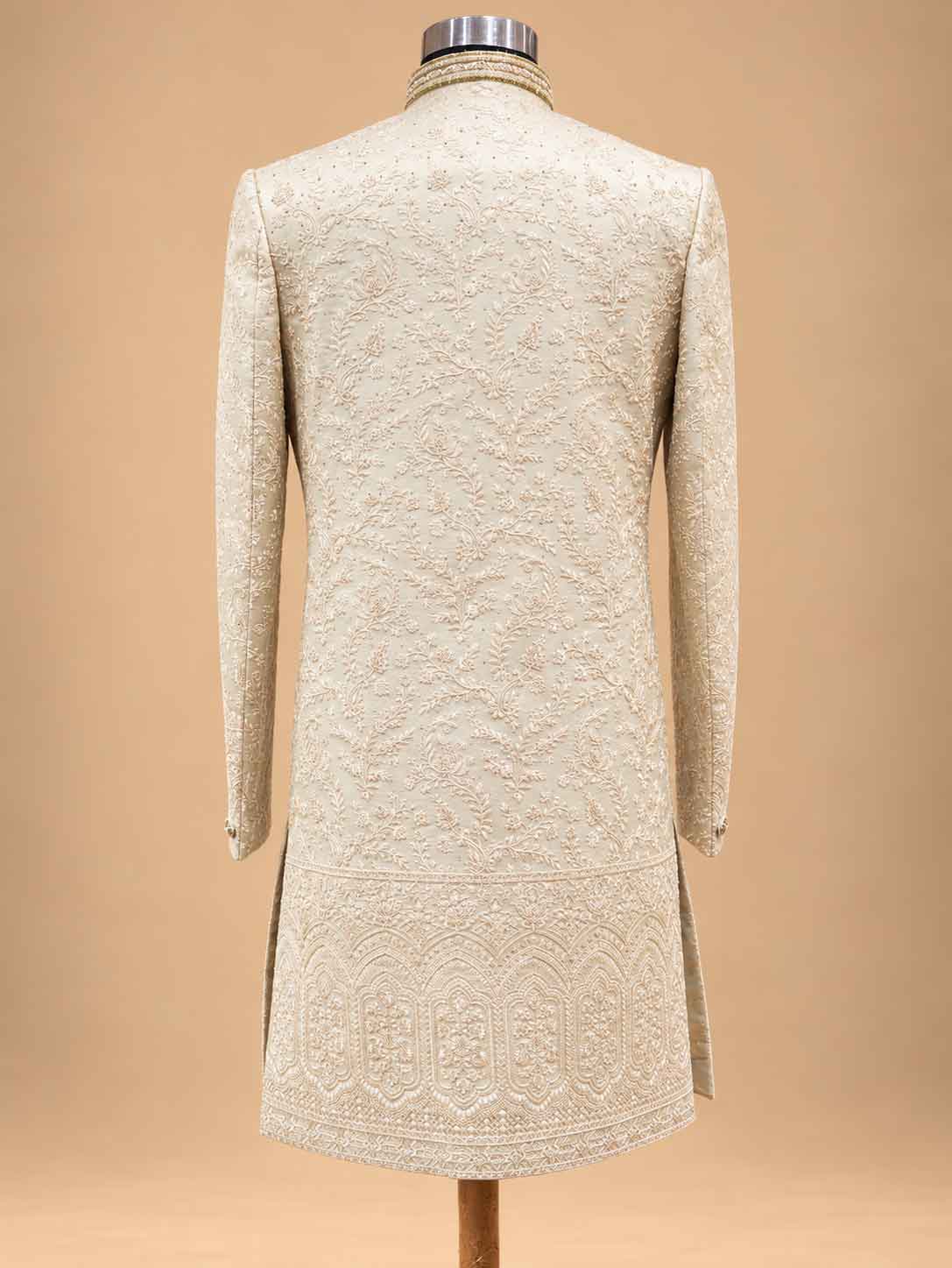 Ivory Embroidered Sherwani for Men | Wedding & Groom Wear