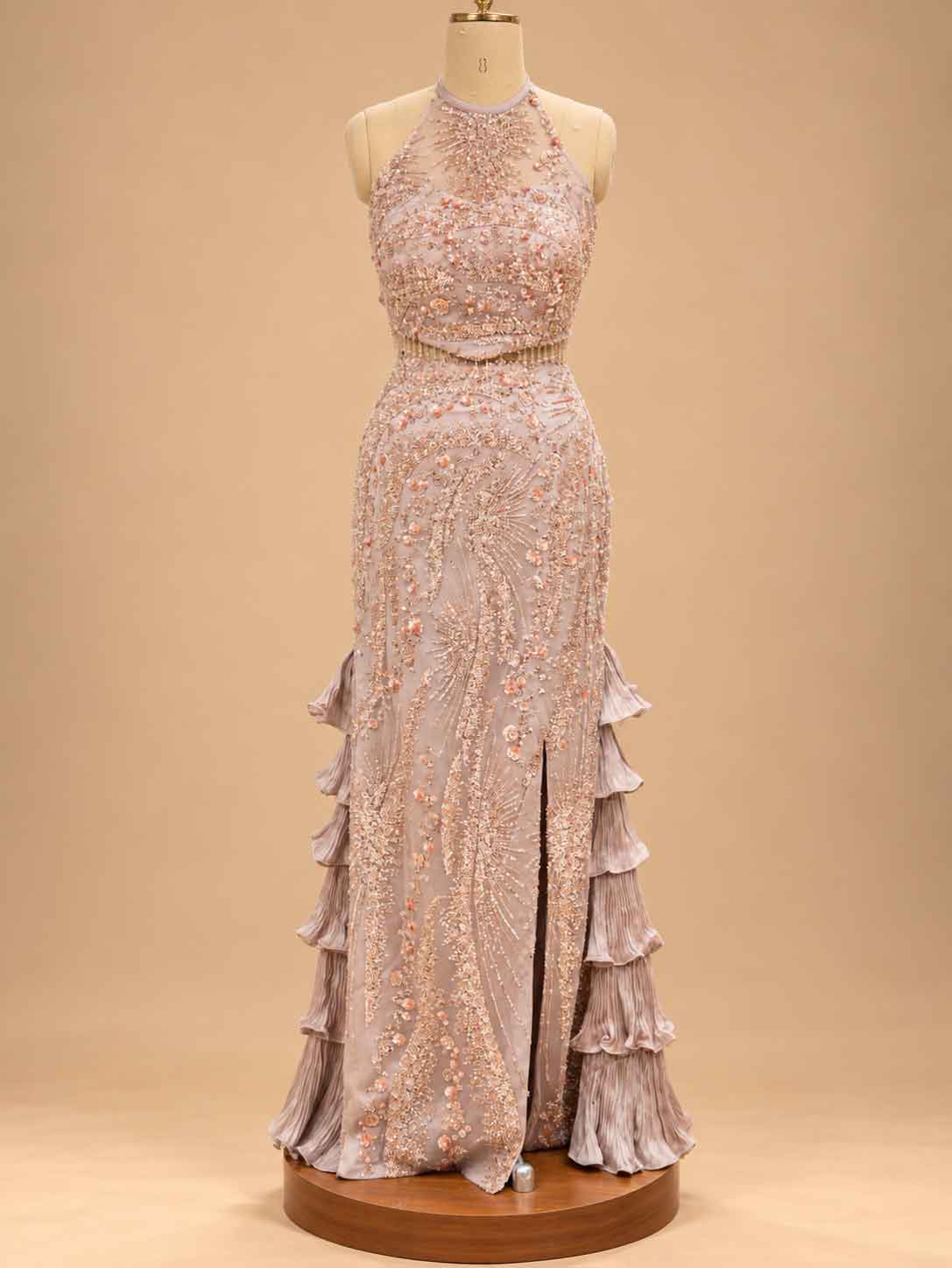 Blush Beige Embellished Gown for Women | Designer Evening & Party Wear