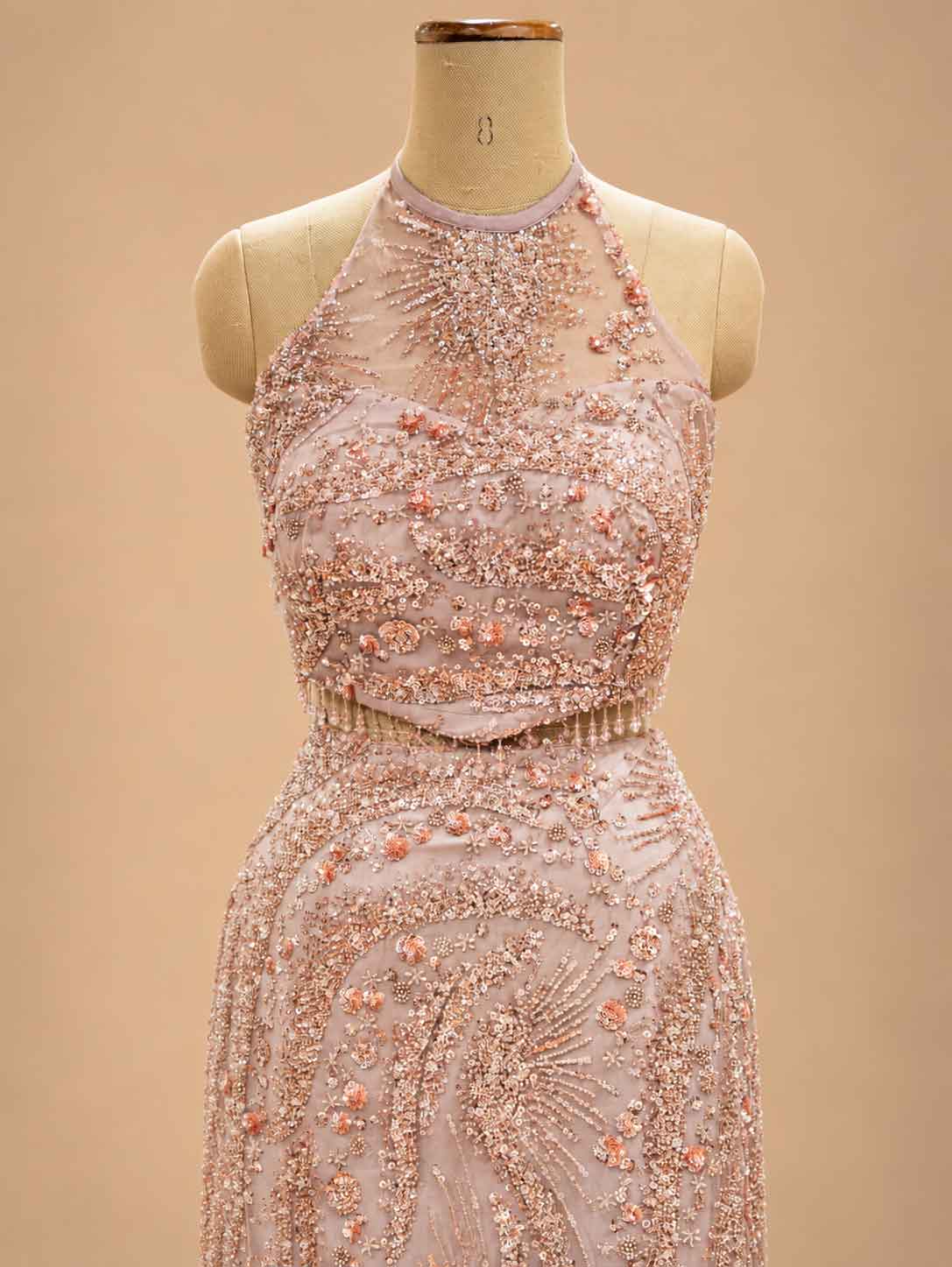 Blush Beige Embellished Gown for Women | Designer Evening & Party Wear