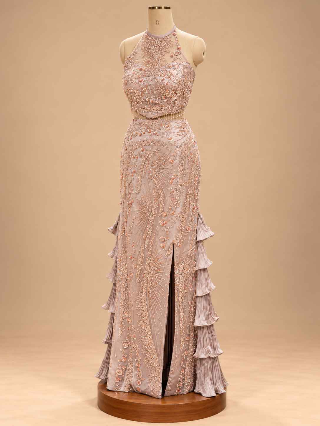 Blush Beige Embellished Gown for Women | Designer Evening & Party Wear