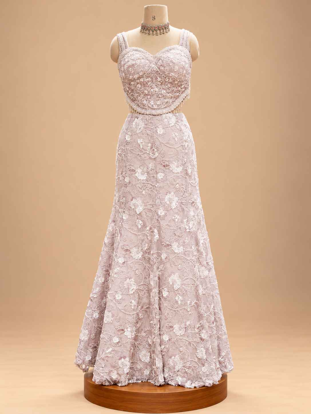 Blush Pink Embellished Gown for Women | Designer Wedding & Party Wear