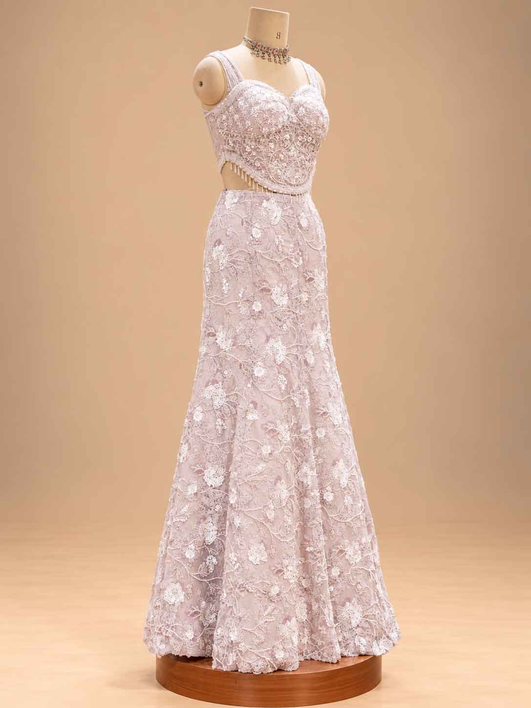 Blush Pink Embellished Gown for Women | Designer Wedding & Party Wear