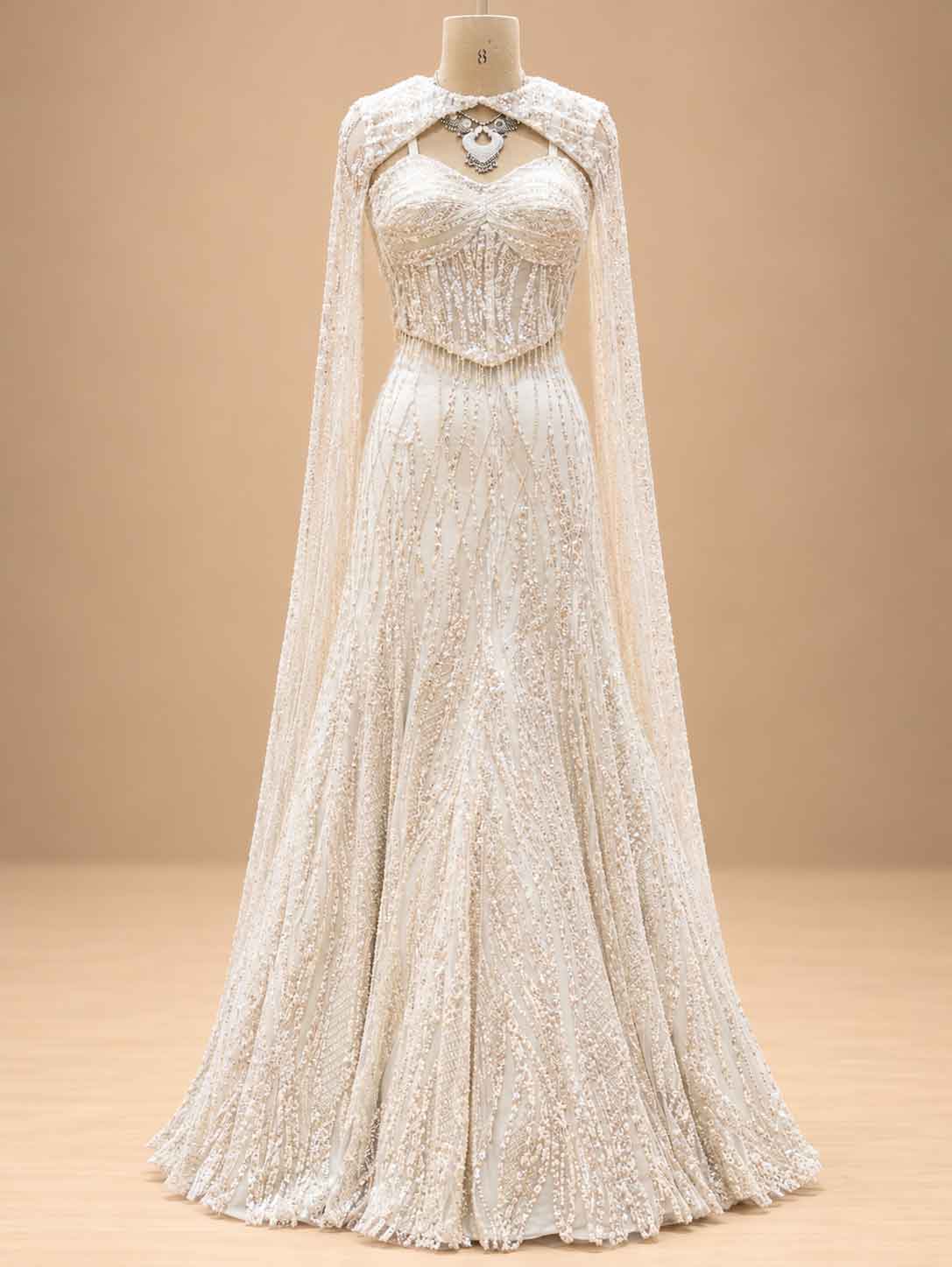 Ivory embellished gown