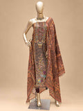 Brown Printed & Embroidered Dress Material with Dupatta | Women's Ethnic Suit Material