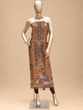 Brown Printed & Embroidered Dress Material with Dupatta | Women's Ethnic Suit Material