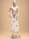 Cream Embroidered Dress Material with Dupatta | Women's Unstitched Ethnic Suit Material