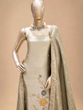 Sage Beige Embroidered Dress Material Set | Floral Ethnic Suit Fabric