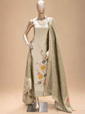 Sage Beige Embroidered Dress Material Set | Floral Ethnic Suit Fabric