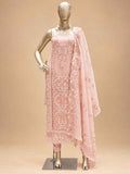 Pastel Pink Embroidered Dress Material with Dupatta | Women's Unstitched Ethnic Suit Material