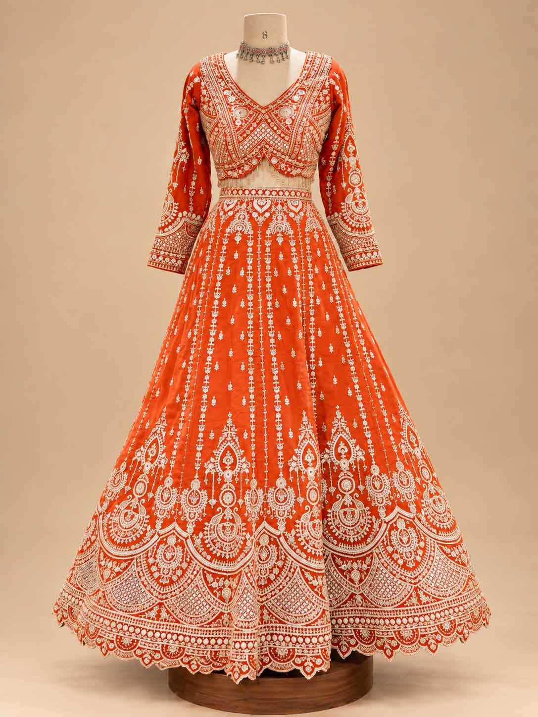 Orange Embroidered Bridal Lehenga Set for Women | Wedding & Festive Wear