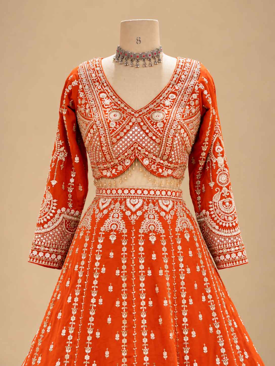 Orange Embroidered Bridal Lehenga Set for Women | Wedding & Festive Wear