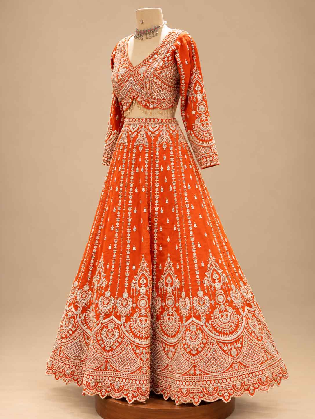 Orange Embroidered Bridal Lehenga Set for Women | Wedding & Festive Wear