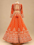 Orange Embroidered Bridal Lehenga Set for Women | Wedding & Festive Wear
