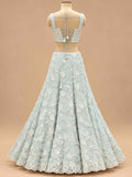 Ice Blue Embroidered Dress Material with Dupatta | Designer Ethnic Wear
