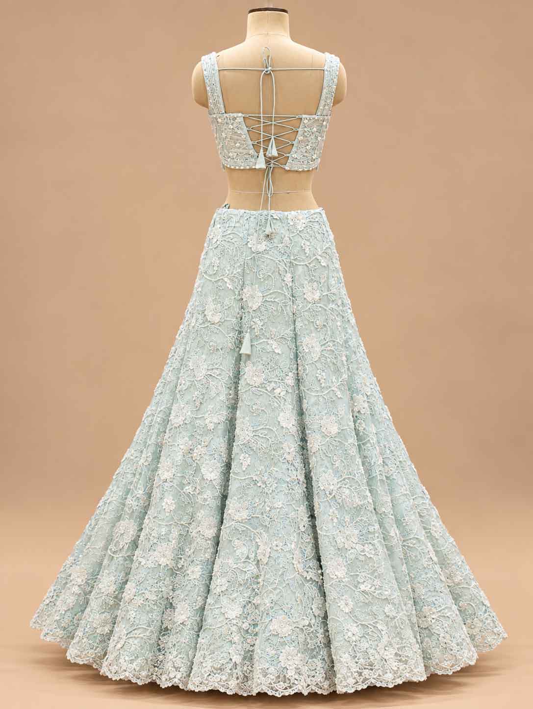 Ice Blue Embroidered Dress Material with Dupatta | Designer Ethnic Wear
