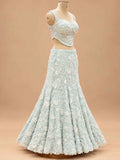 Ice Blue Embroidered Dress Material with Dupatta | Designer Ethnic Wear