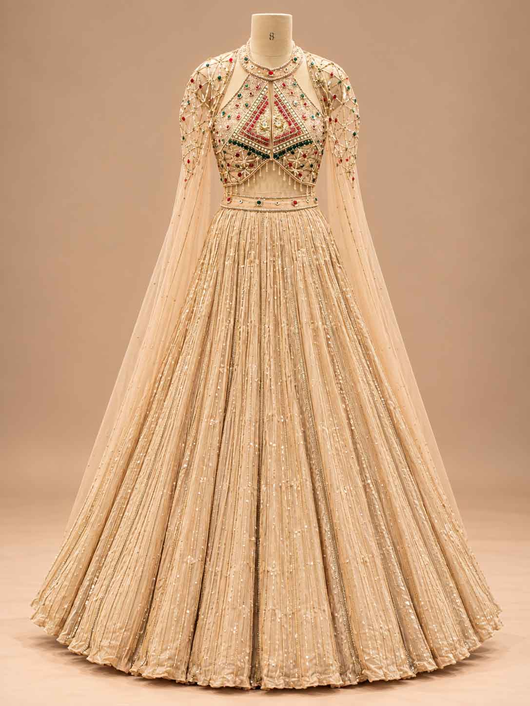 Champagne Gold Embroidered with Dupatta – embroidered outfit detail 2