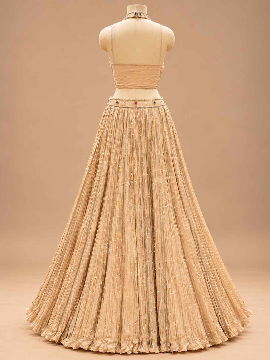 Champagne Gold Embroidered with Dupatta – embroidered outfit detail 3