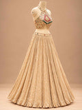 Champagne Gold Embroidered with Dupatta – embroidered outfit detail 4