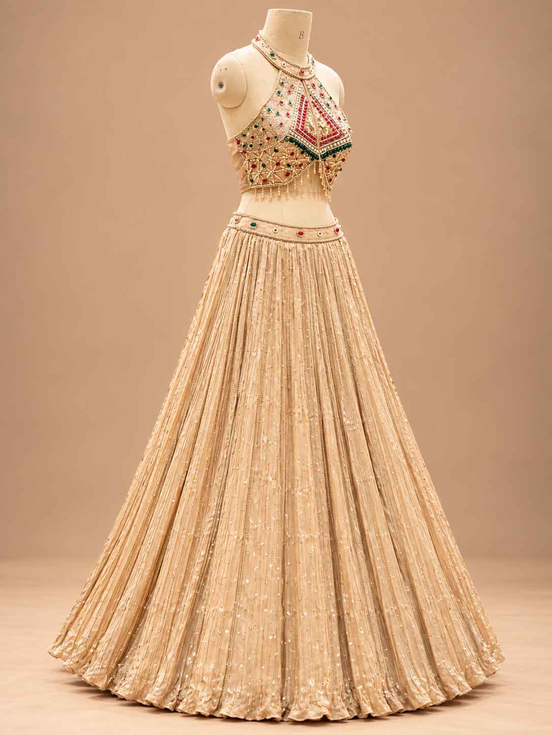 Champagne Gold Embroidered with Dupatta – embroidered outfit detail 4