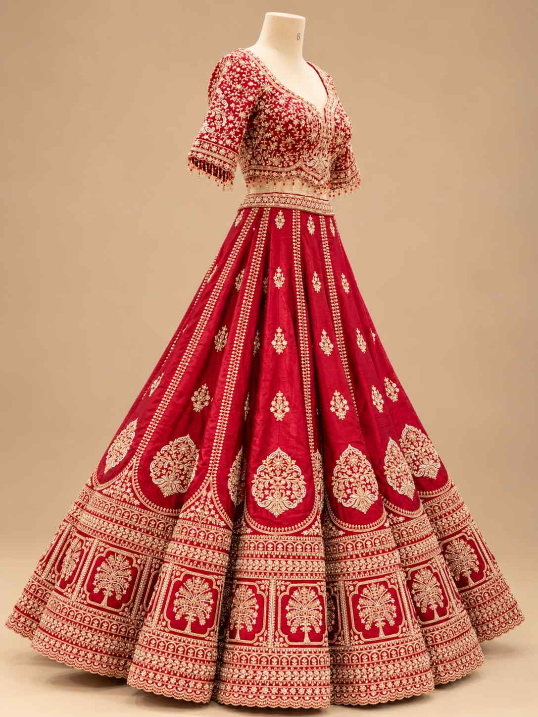 Red Embroidered Lehenga Set with Designer Blouse & Dupatta | Women's Wedding Wear