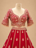 Red Embroidered Lehenga Set with Designer Blouse & Dupatta | Women's Wedding Wear