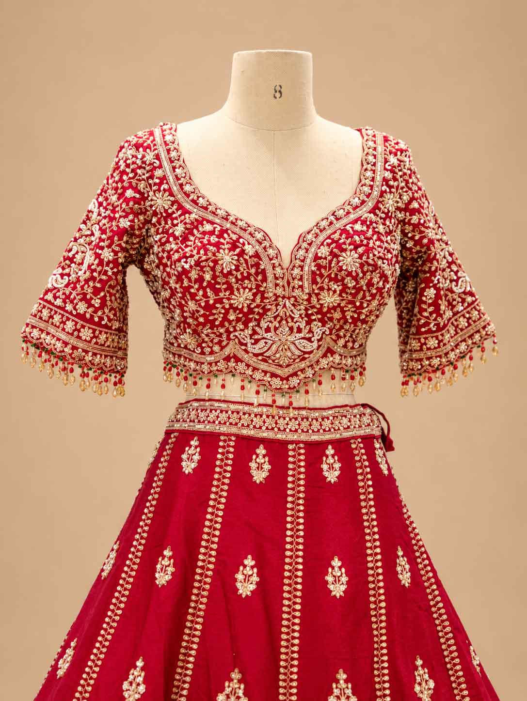 Red Embroidered Lehenga Set with Designer Blouse & Dupatta | Women's Wedding Wear