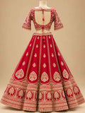 Red Embroidered Lehenga Set with Designer Blouse & Dupatta | Women's Wedding Wear