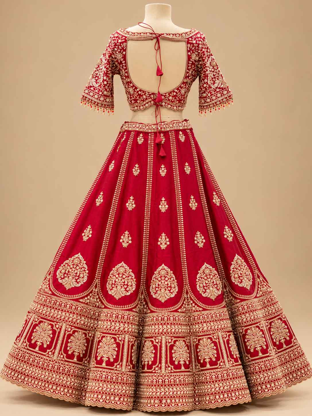 Red Embroidered Lehenga Set with Designer Blouse & Dupatta | Women's Wedding Wear