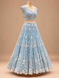 Powder Blue Embroidered Lehenga Set with Dupatta – embroidered outfit detail 3