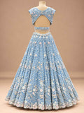 Powder Blue Embroidered Lehenga Set with Dupatta – embroidered outfit detail 4