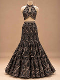Black Embroidered Lehenga Set with Dupatta – embroidered outfit detail 1