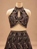 Black Embroidered Lehenga Set with Dupatta – embroidered outfit detail 2