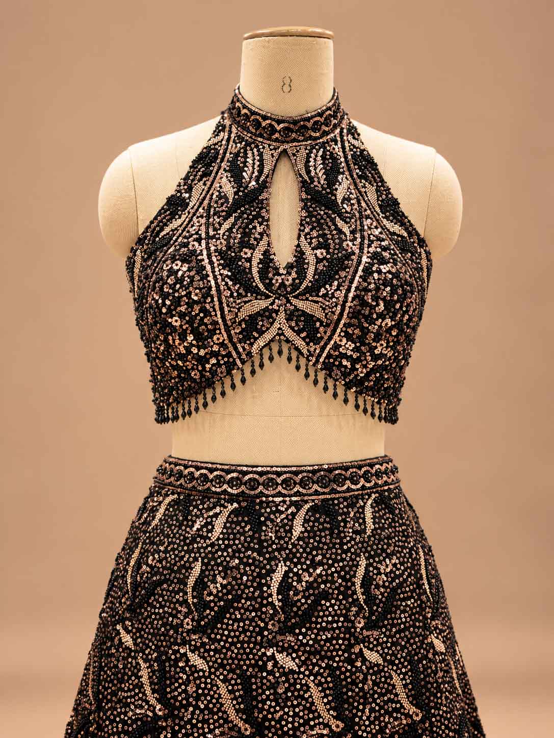 Black Embroidered Lehenga Set with Dupatta – embroidered outfit detail 2