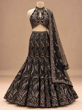 Black Embroidered Lehenga Set with Dupatta – embroidered outfit detail 5