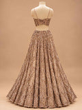 Champagne Gold Embroidered with Dupatta – embroidered outfit detail 2