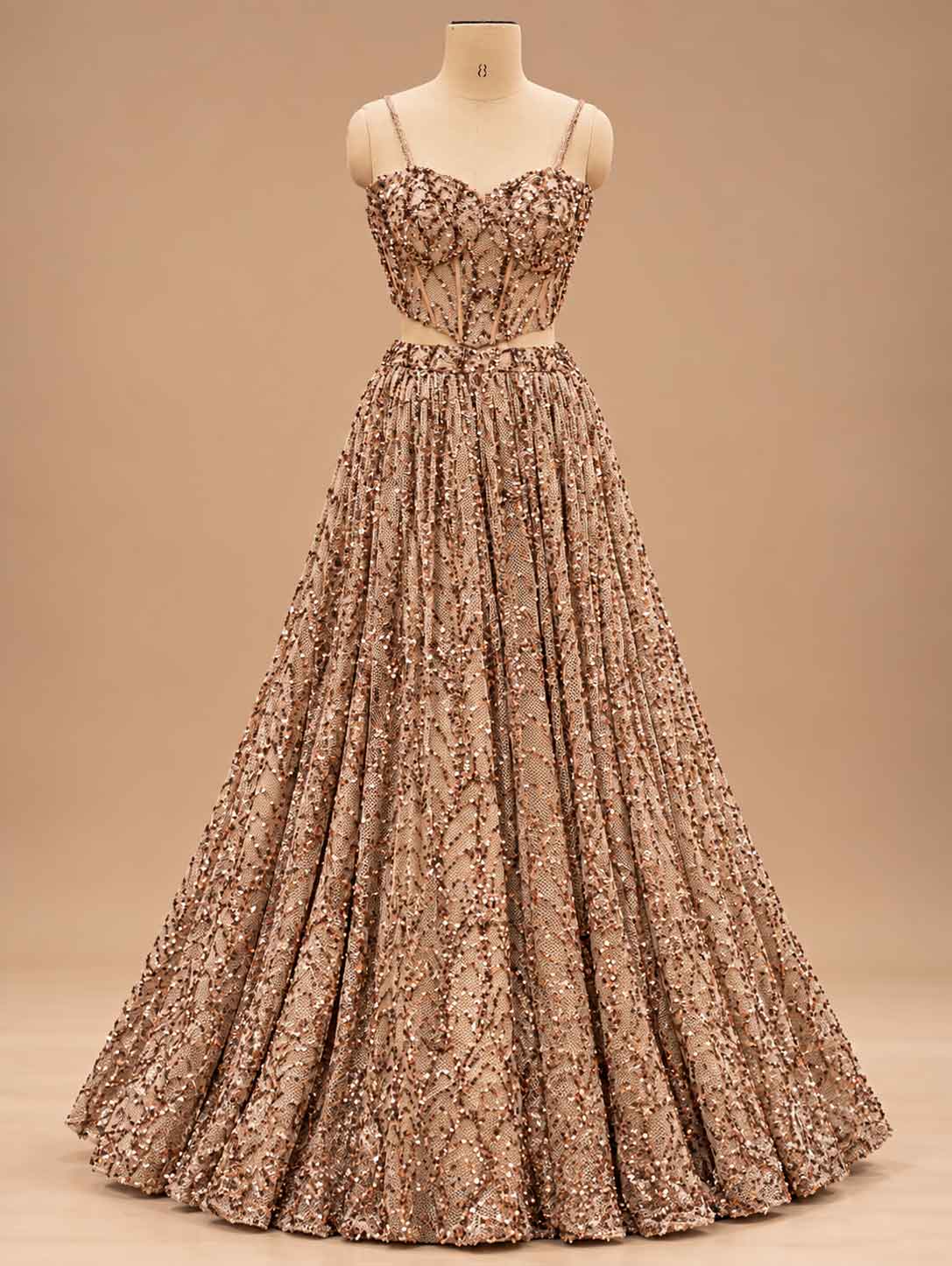 Champagne Gold Embroidered with Dupatta – embroidered outfit detail 3