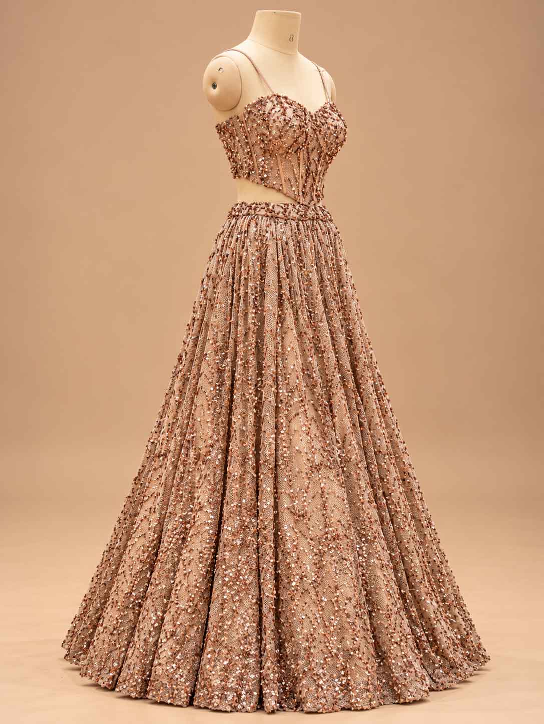 Champagne Gold Embroidered with Dupatta – embroidered outfit detail 4