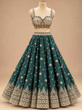 Deep Emerald Green Embroidered Dress Material with Dupatta | Women's Ethnic Wear