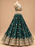 Deep Emerald Green Embroidered Dress Material with Dupatta | Women's Ethnic Wear