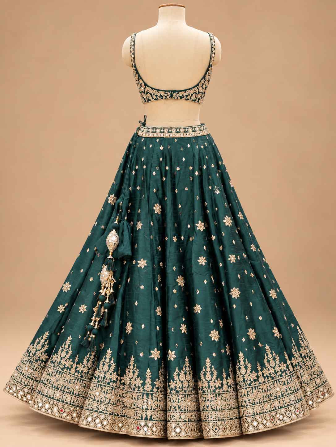 Deep Emerald Green Embroidered Dress Material with Dupatta | Women's Ethnic Wear