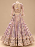Lavender Designer Embroidered Lehenga Choli with Golden Work & Net Dupatta for Women – product view 6