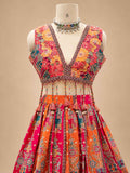 Multicolour Floral Printed Lehenga Set with Pink Orange Ombré Dupatta for Women – product view 5