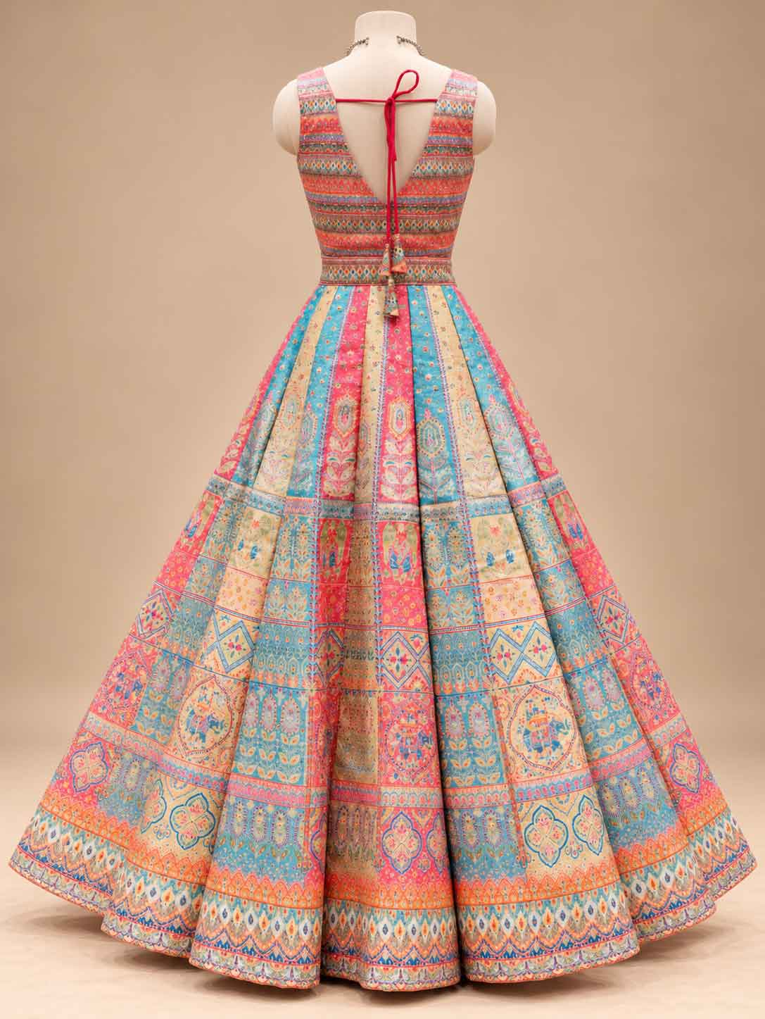 Multicolour Printed Lehenga Set with Rani Pink Dupatta for Women – product view 4