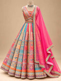 Multicolour Printed Lehenga Set with Rani Pink Dupatta for Women – product view 5