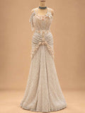 Ivory Embellished Floor-Length Gown with Beadwork & Floral Detailing | Women's Occasion Wear