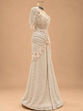 Ivory Embellished Floor-Length Gown with Beadwork & Floral Detailing | Women's Occasion Wear