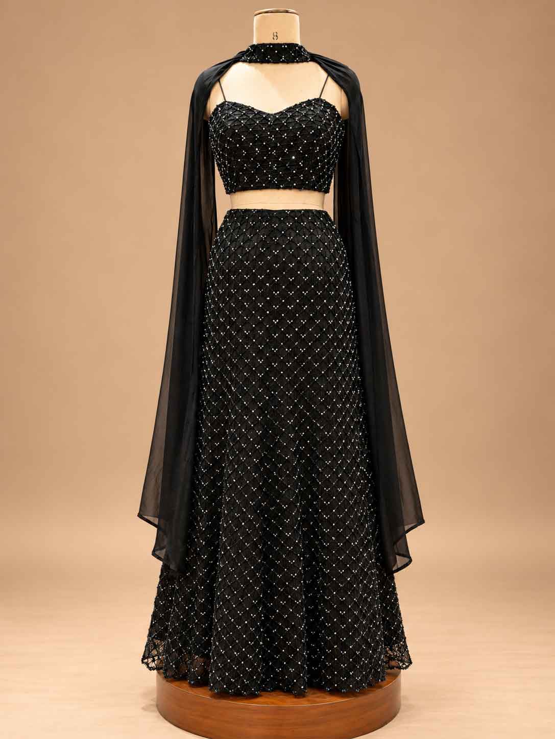 Black Embellished Lehenga Set with Sheer Dupatta | Designer Party Wear